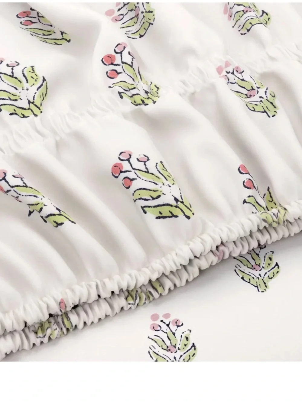 Queen 310 Thread Count Teen Block Print Ruffle Sheet Set Pink/Cream-Threshold